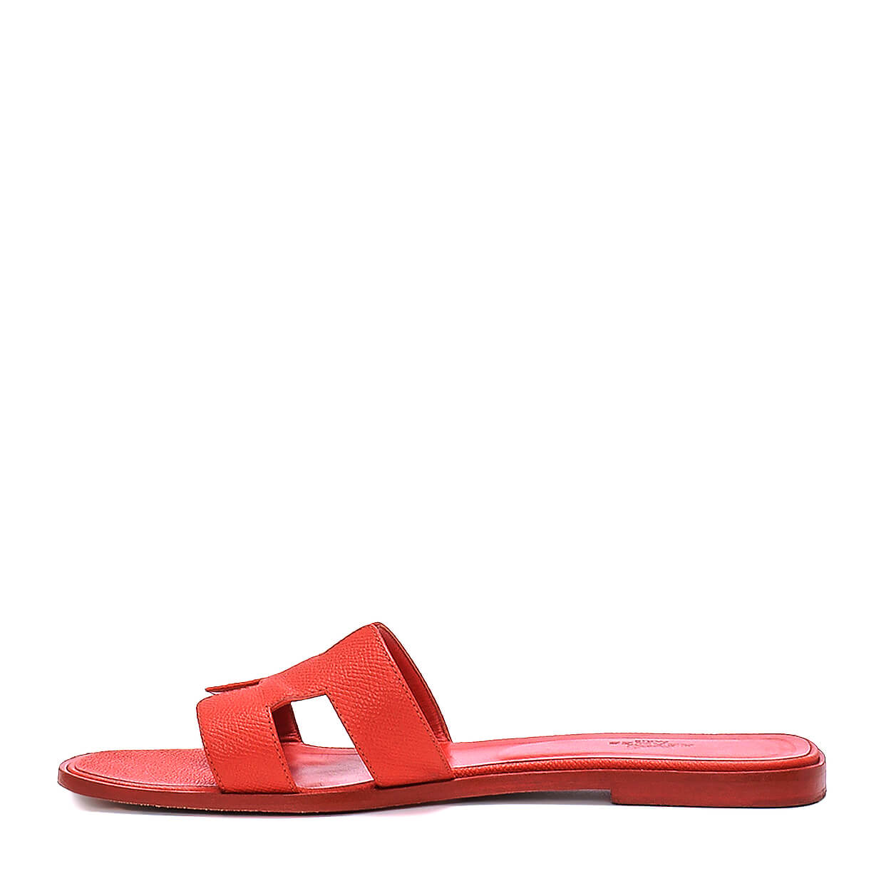 Hermes - Coral Grained Leather Oran Sandals